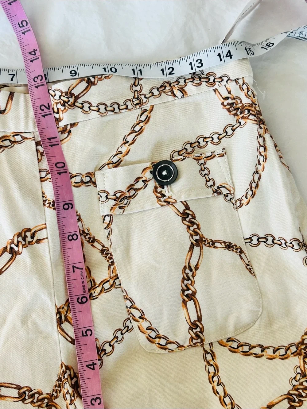 Maeve Linen Blend High-Waist Wide-Leg Chain Print Palazzo Pants 10 Cream NWT - Picture 10 of 13
